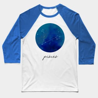 Pisces Watercolor Zodiac Constellation Baseball T-Shirt